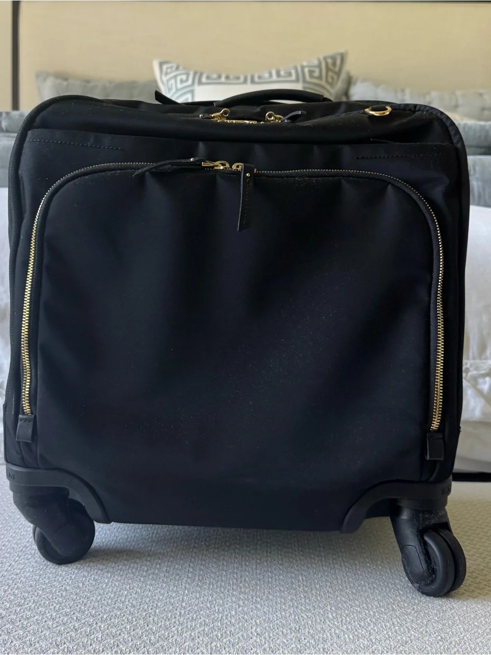Tumi Black Travel Carry-On with Gold Hardware